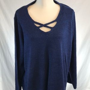 Avenue 22/24 sparkly sweater with neck detail